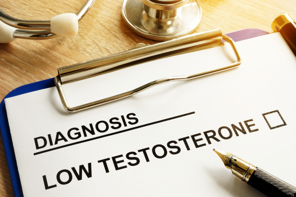 paper with Diagnosis of Low testosterone and pen on a desk.